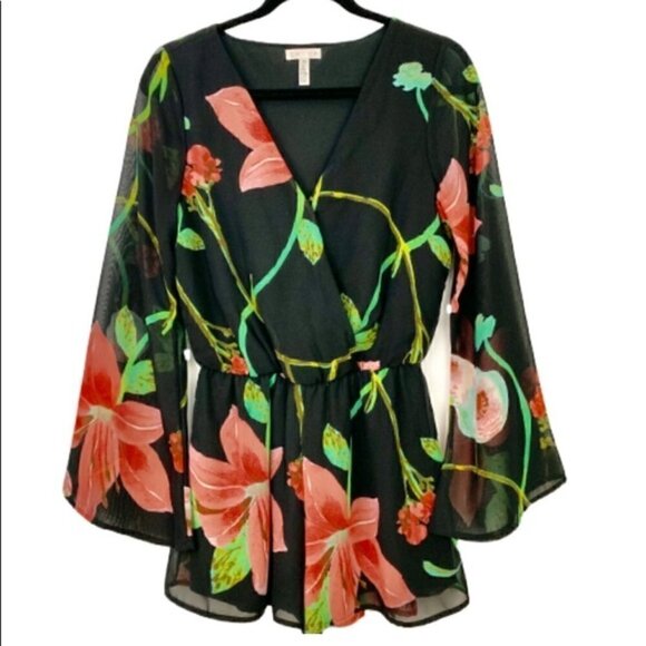Leith floral short faux wrap romper extra small FINAL CLEARANCE PRICE $10 - Picture 1 of 8